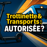 Trottinette électrique pliée dans un train, un métro et un tram – règles 2025 de transport multimodal