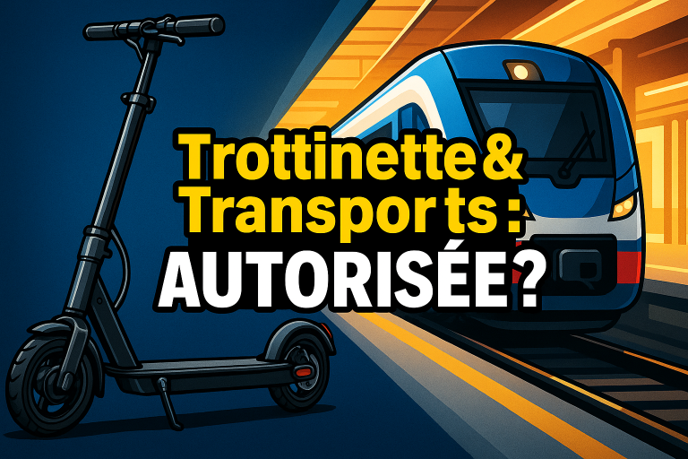 Trottinette électrique pliée dans un train, un métro et un tram – règles 2025 de transport multimodal